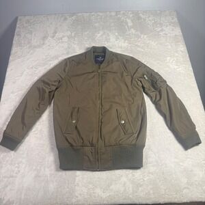 American Eagle Outfitters Womens Bomber Jacket Olive Green Small Puffer Flight
